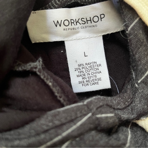 New Workshop Republic Striped Tunic Hoodie Sweatshirt Pullover Gray White Size L - Picture 2 of 12
